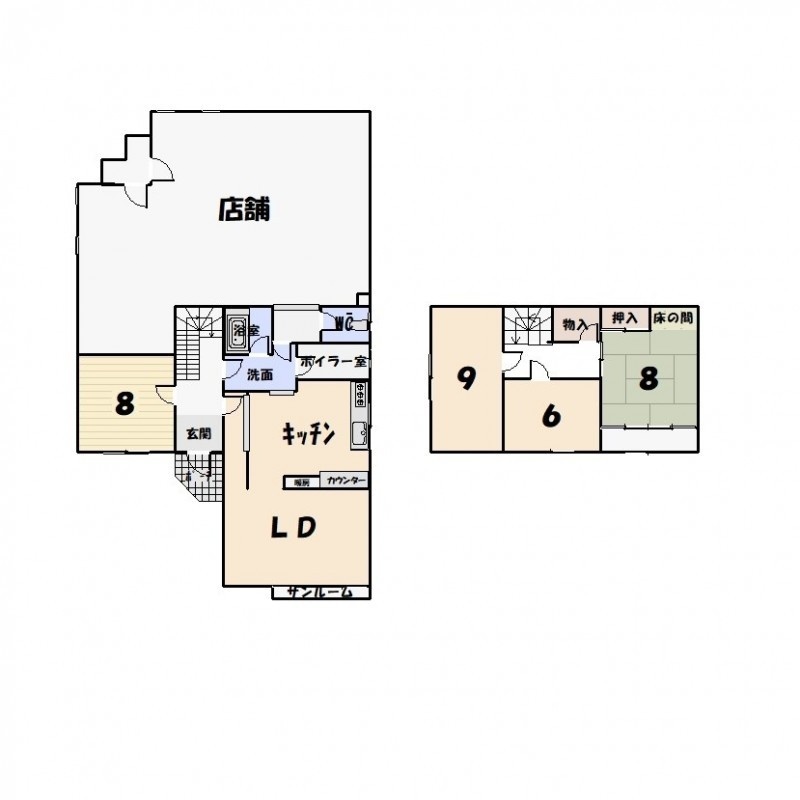 星が浦　店舗付き住宅 間取り