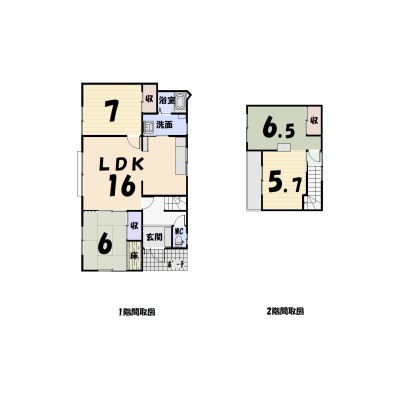 釧路市大楽毛西１丁目　中古戸建 間取り