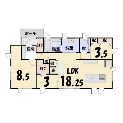 釧路市愛国東３丁目　平屋建 間取り