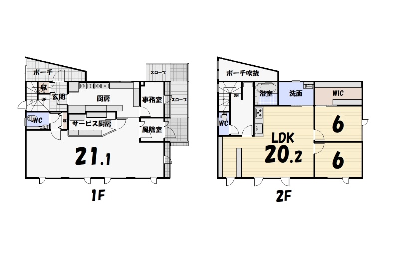 釧路市富士見３丁目　店舗付き戸建 間取り