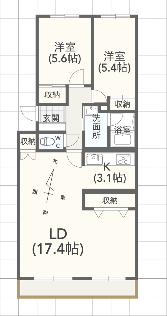 リーセント双葉町　フルリフォーム済み　中古マンション 間取り