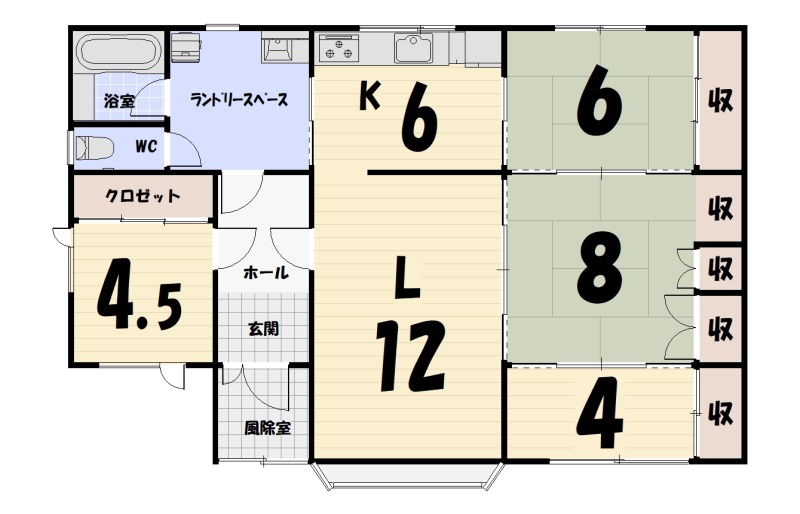 釧路市武佐４丁目　中古平家建 間取り